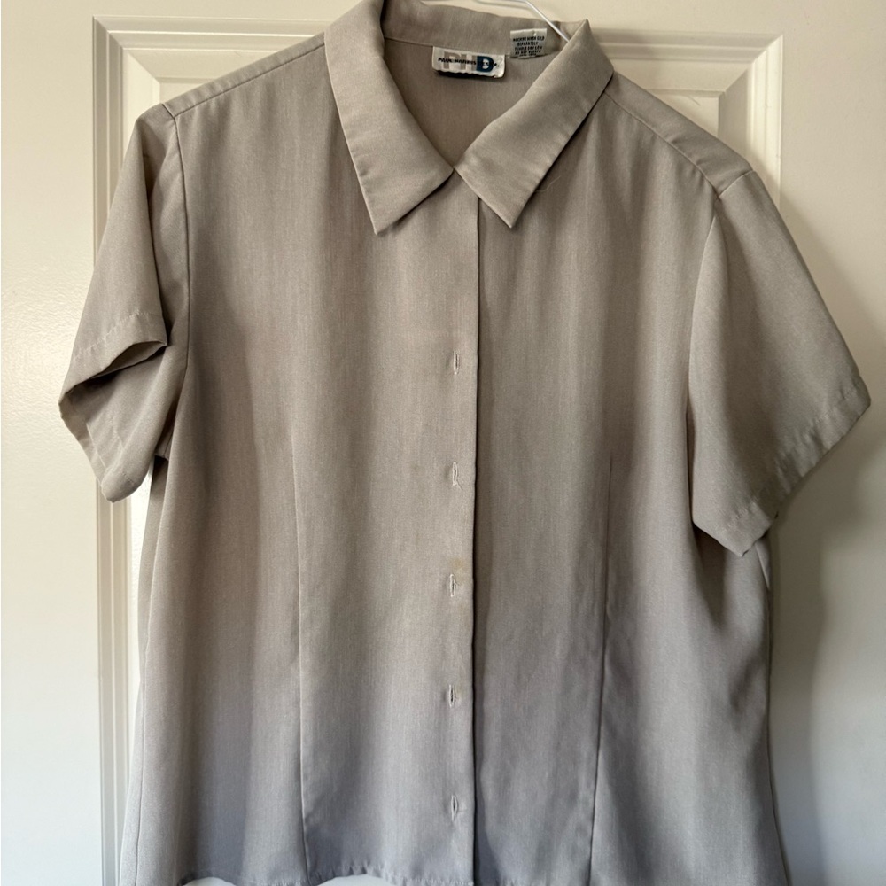 Light Beige Short Sleeve Button-Up Shirt